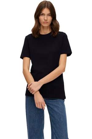 SELECTED Koszulki, Kobieta, Czarny, XL, Organiczna koszulka z bawełny Klasyczny design
