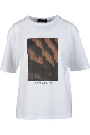 Fabiana Filippi Koszulki, Kobieta, Biały, XL, Bawełniany T-shirt z unikalnym stylem