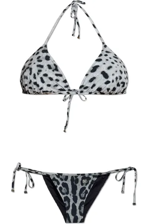 Dolce & Gabbana Stroje kąpielowe, Kobieta, Szary, XS, Dwuczęściowy kostium kąpielowy z motywem zwierzęcym