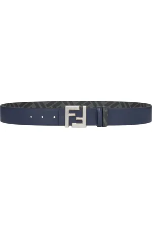 Fendi Akcesoria, Mężczyzna, Niebieski, 95 CM, Skóra, Niebieski Odwracalny Pasek Skórzany z Klamrą FF