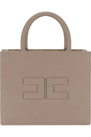 Elisabetta Franchi Torebki, Kobieta, Beżowy, ONE SIZE, Strukturalna Torba Tote w Szarym