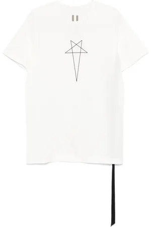 Rick Owens Koszulki, Mężczyzna, Biały, M, Czarna Koszulka z Logo na Piersi