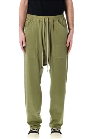 Rick Owens Spodnie, Mężczyzna, Zielony, L, Spodnie Cargo z Trokami Salvia Aw 24
