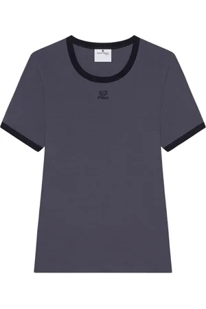 Courrèges Koszulki, Kobieta, Czarny, S, Bluza z logo na piersi