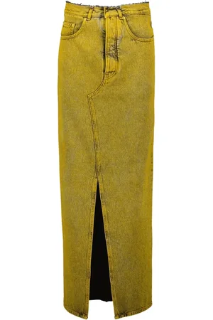 Maison Margiela Spódnice, Kobieta, Żółty, S, Bawełna, Długa Dżinsowa Spódnica, Musztardowa, Prana