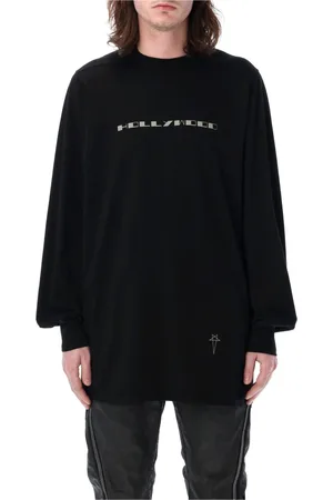 Rick Owens Bluzy, Mężczyzna, Czarny, M, Czarna koszulka z nadrukiem pereł Jumbo LS