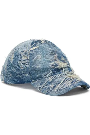 Diesel Akcesoria, Mężczyzna, Niebieski, S, Denim, Denim Zniszczone Czapki Indigo Niebieski