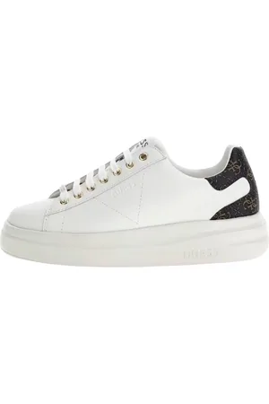 Guess Buty, Kobieta, Biały, 38 EU, Skóra, Elbina Skórzane Sneakersy z Logo 4G