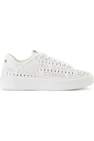 Iceberg Buty, Kobieta, Biały, 39 EU, Oversized trampki z perforowaną białą skórą z allover logo