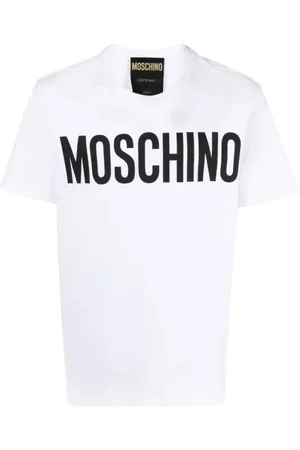 Moschino Koszulki, Mężczyzna, Biały, M, Koszulka z nadrukiem logo z bawełny organicznej