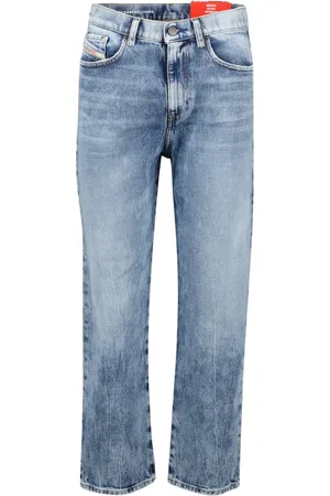 Diesel Jeansy, Kobieta, Niebieski, W24 L32, Niebieskie Wyprane Haftowane Regularne Jeansyy
