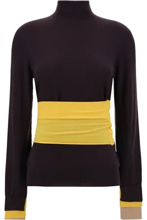 Fendi Swetry, Kobieta, brązowy, S, Żakardowy sweter z wełny