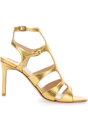 Tom Ford Buty, Kobieta, Żółty, 37 EU, Szare Skórzane Décolleté na Obcasie z Paskami