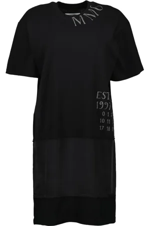 Maison Margiela Sukienki, Kobieta, Czarny, XS, Czarna sukienka z nadrukiem na koszulce
