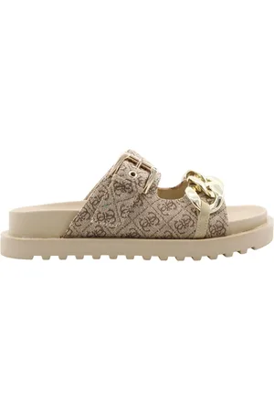 Guess Buty, Kobieta, brązowy, 38 EU, Len, Wygodny Enegelen Slipper do codziennego noszenia