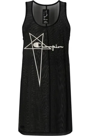 Rick Owens Sukienki, Kobieta, Czarny, S, Champions Czarna Przezroczysta Sukienka Bez Rękawów