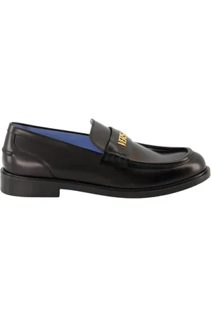 VERSACE Buty, Mężczyzna, Czarny, 42 EU, Czarne skórzane mokasyny wsuwane