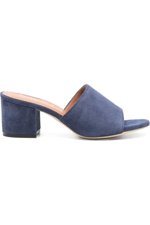 Via Roma Buty, Kobieta, Niebieski, 36 EU, Skóra, Niebieskie Skórzane Sandały na Obcasie
