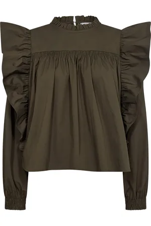 Co`Couture Bluzki, Kobieta, Zielony, L, Bawełna, Cottoncc Crisp Frill Bluzka