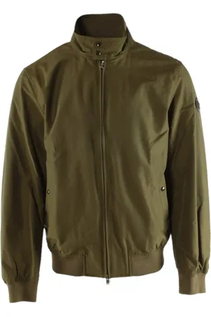 Woolrich Kurtki, Mężczyzna, Zielony, XL, Len, Zielona Kurtka Bomber dla Mężczyzn