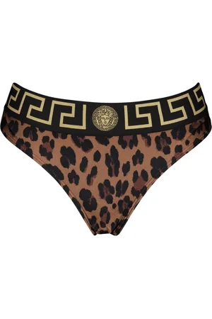 VERSACE Stroje kąpielowe, Kobieta, brązowy, S, Nylon, Bikini Dolna Część w Panterkę