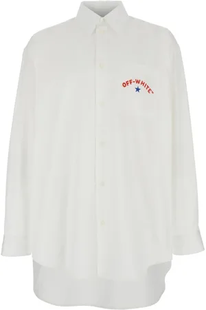 OFF-WHITE Koszule, Mężczyzna, Biały, M, Biała Koszula z Logo Star Arrow