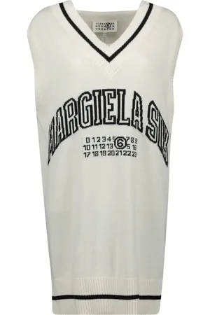 Maison Margiela Sukienki, Kobieta, Biały, S, Bezrękawnik z wełny, Wiosna-Lato 2025