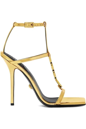 VERSACE Buty, Kobieta, Pomarańczowy, 39 EU, Piaski z Złotym Sprzączką i Obcasem