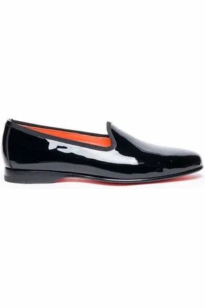 santoni Buty, Mężczyzna, Czarny, 43 1/2 EU, Czarne Buty Slip-On z Skóry