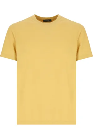 ZANONE Koszulki, Mężczyzna, Żółty, 2XL, Żółty Bawełniany T-shirt Okrągły Dekolt Krótkie Rękawy
