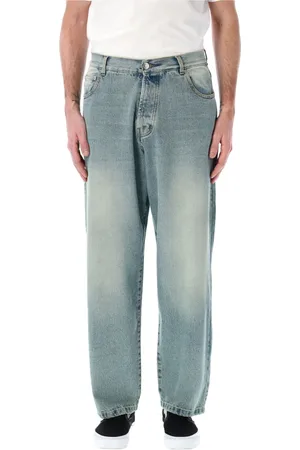 Pop Trading Company Jeansy, Mężczyzna, Niebieski, L, Denim, Niebieskie Wyprane Jeansyy z Denimu