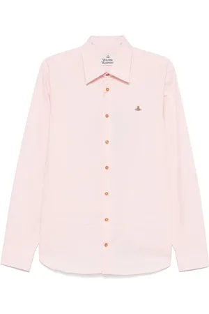 Vivienne Westwood Koszule, Mężczyzna, Różowy, L, Różowa koszula z haftem logo Orb