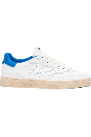 P448 Buty, Mężczyzna, Biały, 43 EU, Skóra, Bali Sneakers, Orlando - Biała Skóra z Niebieskim Obcasem