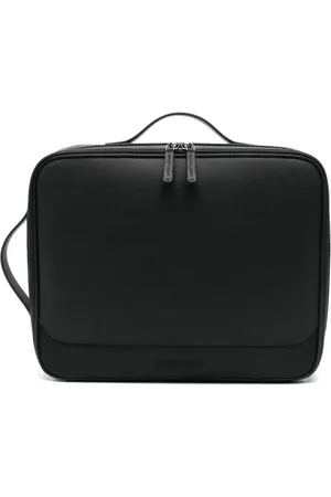 Emporio Armani Torebki, Mężczyzna, Czarny, ONE SIZE, Czarna torba na laptopa z tłoczonym logo