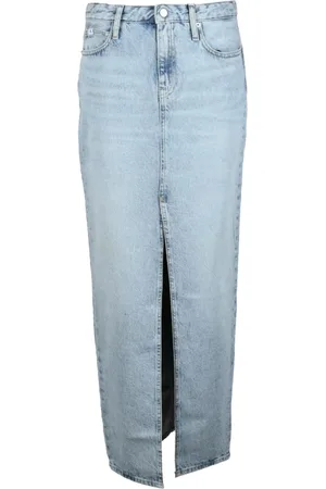 Calvin Klein Spódnice, Kobieta, Niebieski, W25, Spódnica w stylu syreny z zamkiem i kieszeniami
