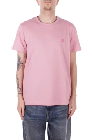 Dondup Koszulki, Mężczyzna, Różowy, M, Bawełna, Różowa T-shirt z logo na przodzie