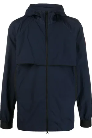 Canada Goose Kurtki, Mężczyzna, Niebieski, S, Nylon, Niebieska Kurtka z Kapturem i Siatkowymi Wlotami