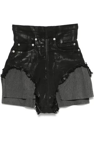 Rick Owens Szorty, Kobieta, Czarny, S, Denim, Czarne Szorty z Wysokim Stanem