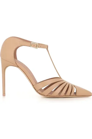 MALONE SOULIERS Buty, Kobieta, Beżowy, 40 EU, Beżowe skórzane obcasy z paskiem T