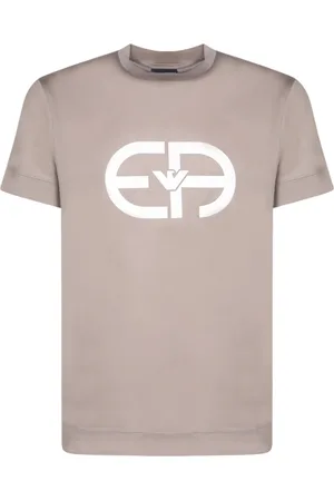 Emporio Armani Koszulki, Mężczyzna, Beżowy, S, T-shirt z bawełnianym składem i krótkim rękawem
