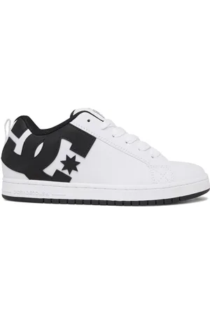 Dcshoes Buty, Mężczyzna, Biały, 44 EU, Skórzane Sneakersy z Językiem z Siateczki