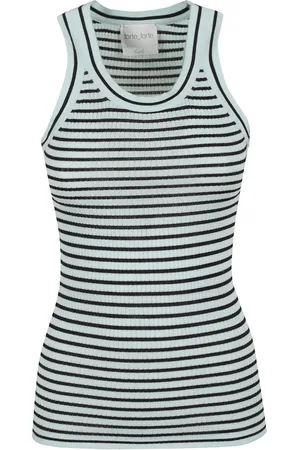 FORTE FORTE Koszulki, Kobieta, Biały, S, Rozpinany Merinos Tank Top
