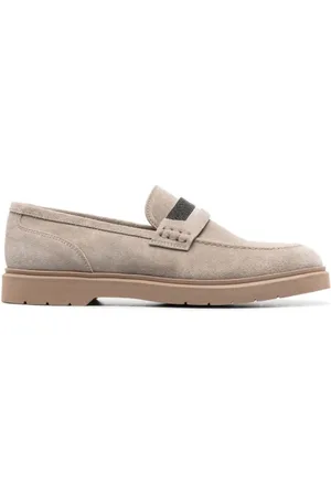 Brunello Cucinelli Buty, Kobieta, Szary, 40 EU, Zamsz, Szare Mokasynyy z Koralikami z Zamszu