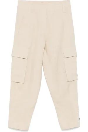 Brunello Cucinelli Spodnie, Kobieta, Beżowy, XS, Beżowe lniane spodnie Elegancki Styl