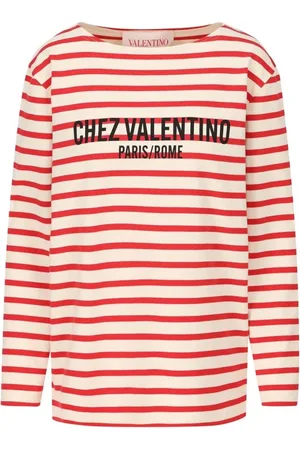 VALENTINO GARAVANI Koszulki, Kobieta, Czerwony, XL, Len, Casualowa bawełniana koszulka z unikalnym wzorem