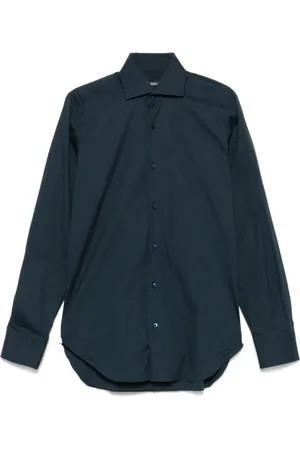 BARBA Koszule, Mężczyzna, Niebieski, L, Midnight Poplin Koszula
