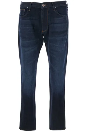 Emporio Armani Jeansy, Mężczyzna, Niebieski, W30, Denim, Niebieskie Jeansyy Five Pocket z Logo Patch