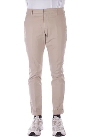 Dondup Spodnie, Mężczyzna, Beżowy, W33, Bawełna, Beżowe Spodnie Slim Fit z Logo