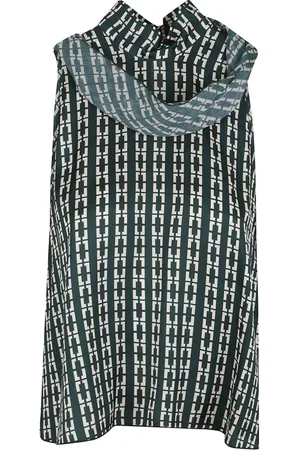 FORTE FORTE Koszulki, Kobieta, Niebieski, M, Print Ecoviscose Satin Top