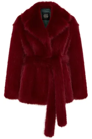 CESARE GASPARI Kurtki, Kobieta, Czerwony, S, Poliester, Faux Fur & Shearling Kurtki